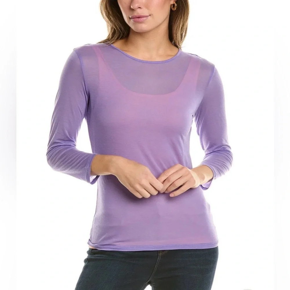 Vince Sheer 3/4 Sleeve Crew in Sugar Plum Combo